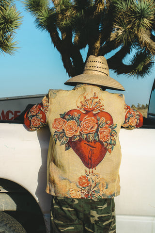 Sacred Corazón Tapestry Zipper Jacket