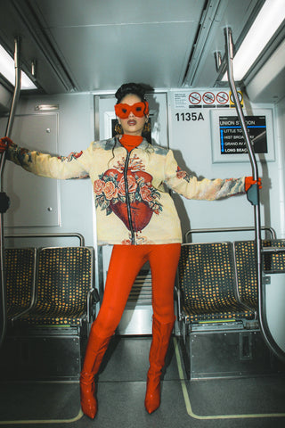 Sacred Corazón Tapestry Zipper Jacket