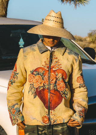Sacred Corazón Tapestry Zipper Jacket