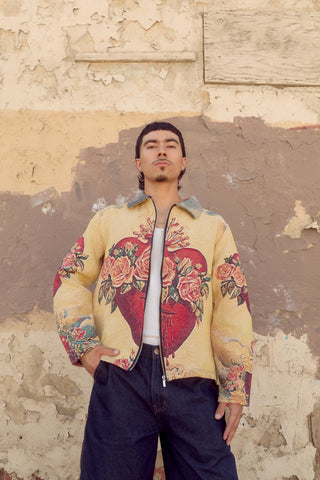 Sacred Corazón Tapestry Zipper Jacket
