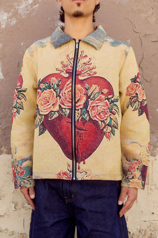 Sacred Corazón Tapestry Zipper Jacket
