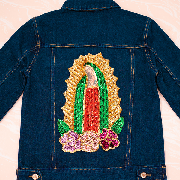 Virgencita Hand Painted Denim Jacket — Agave Girl Boutique